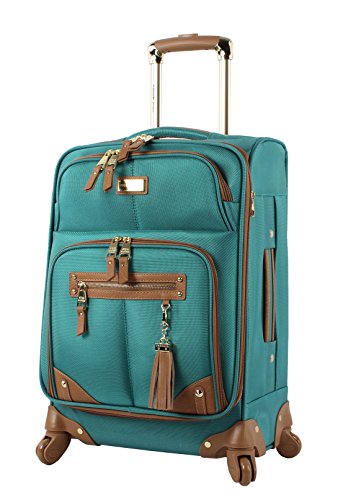 Steve Madden Designer-Gepckkollektion Leichter Softside-Koffer fr Damen und Herren strapazierfhige 50,8 cm groe Tragetasche mit 4 rollenden Spinner-Rdern, Harlo Teal Blue, Tragetasche mit Spinnrädern von Steve Madden