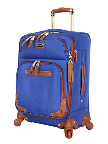 Steve Madden Designer-Gepäckkollektion – Leichter Softside-Koffer für Damen und Herren – strapazierfähige 50,8 cm große Tragetasche mit 4 rollenden Spinner-Rädern, Global Blue, 50,80 cm, Spinner von Steve Madden