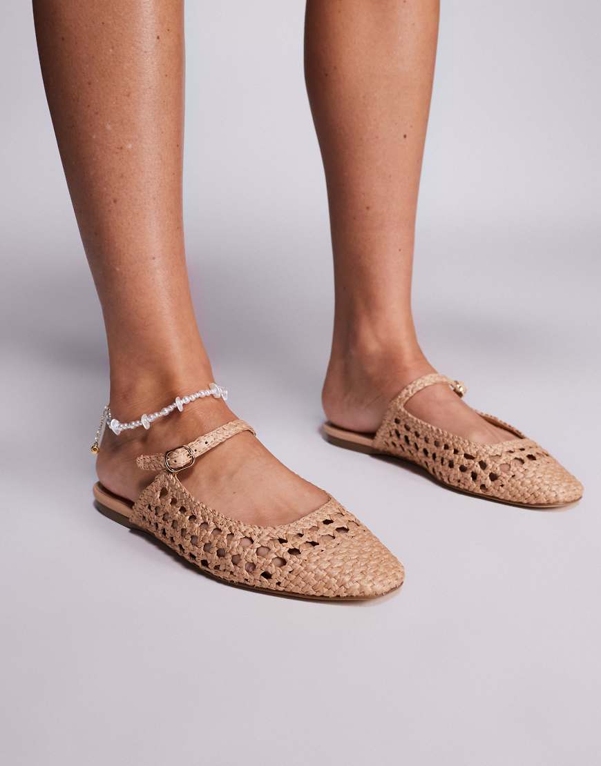 Steve Madden - Glennie - Flache Mules aus gewebtem Bast in Naturton-Neutral von Steve Madden