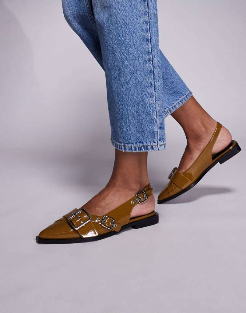 Steve Madden - Grezly - Slingback-Schuh in Lack-Olive mit Schnallendetail-Grün von Steve Madden