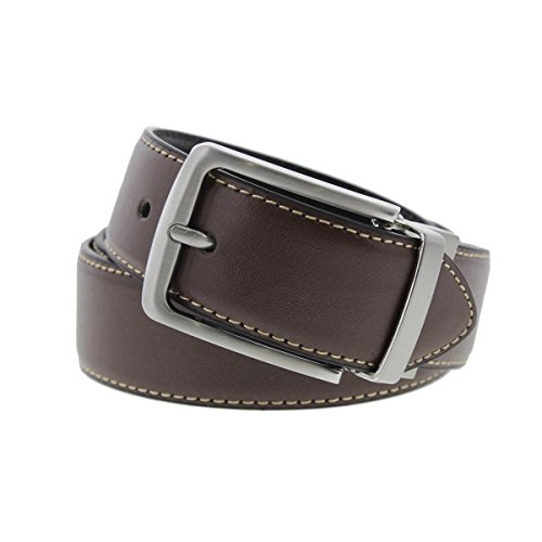 Steve Madden Herren Dress Casual Every Day Leather Belt Gürtel, braun/schwarz, 38 von Steve Madden