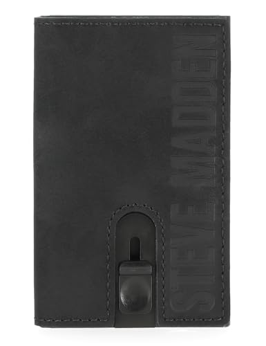 Steve Madden Herren Minimalist Holder Pop Up Card Wallet & ID Window Schwarz 2.5x.5x4, Schwarz, 2.5 x .5 x 4, Minimalistische Geldbörse für Herren, Kartenhalter, Pop-Up-Kartenetui und Ausweisfenster von Steve Madden