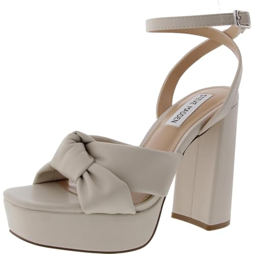 Steve Madden Lala Damen-Sandalen mit Schnalle, Kunstleder, Plateau-Sandalen, Knochen, 41-42 EU von Steve Madden