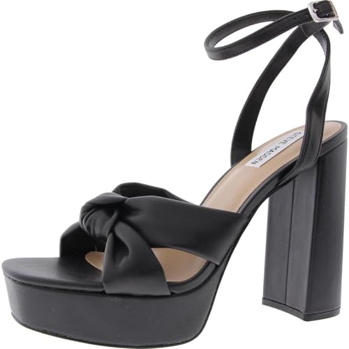 Steve Madden Lala Damen-Sandalen mit Schnalle, Kunstleder, Plateau-Sandalen, Schwarz, 40-41 EU von Steve Madden