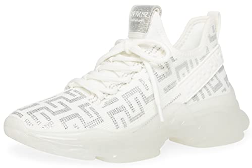 Steve Madden Maxima Damen-Sneaker, weiß/silberfarben, 40 EU von Steve Madden