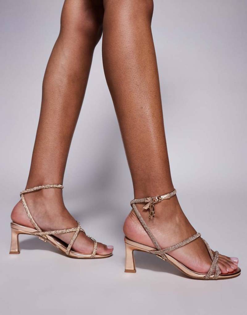 Steve Madden - Nerissa - Verzierte Sandaletten in Roségold mit mittelhohem Absatz-Goldfarben von Steve Madden