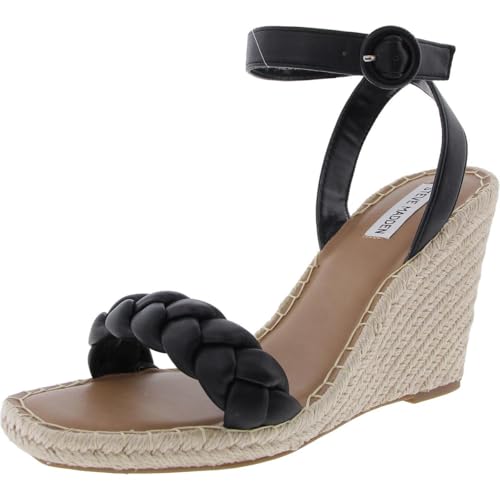 Steve Madden Novah Damen-Sandalen aus gewebtem Kunstleder mit Keilabsatz, 1, 41-42 EU von Steve Madden