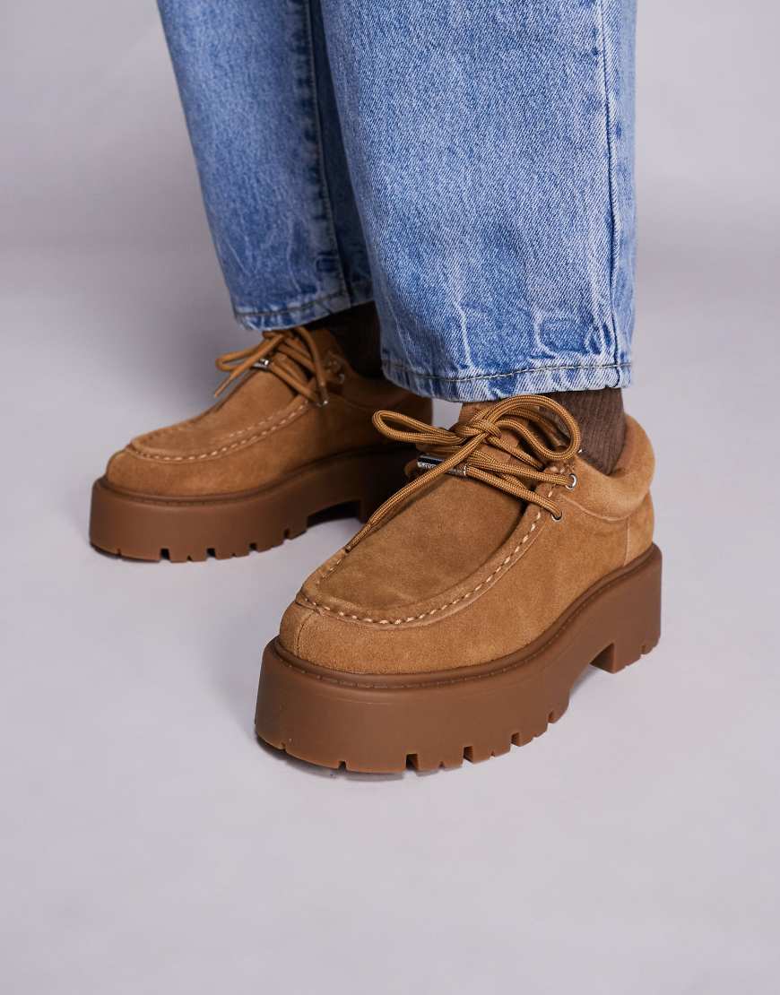 Steve Madden - Offsetter - Wildleder-Loafer zum Schnüren in Hellbraun mit dicker Sohle-Brown von Steve Madden