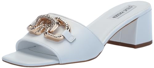 Steve Madden Santana Damen-Sandalen mit Absatz, Weißes Leder, 38 EU von Steve Madden