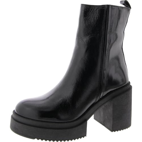 Steve Madden Sawyer Damen-Stiefeletten aus Lackleder mit Blockabsatz, Schwarz Lack, 41-42 EU von Steve Madden