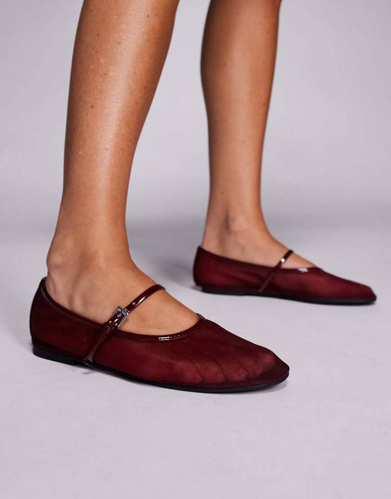 Steve Madden - Sepia - Flache Ballerinas aus Netzstoff in Kirschrot mit Schnallendetail von Steve Madden