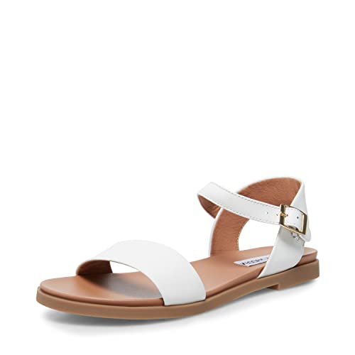 Steve Madden Women's Dina Sandal White Leather 7.5 M US von Steve Madden