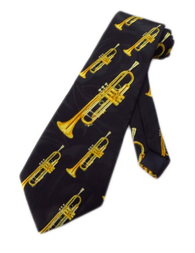 Steven Harris Herren Trompete Messing Instrument Krawatte - Schwarz - One Size Neck Tie von Steven Harris