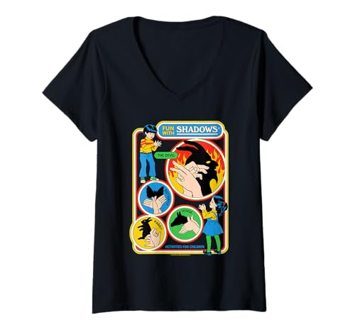 Damen Fun with Shadows Occult Retro Vintage Funny Adult Humor T-Shirt mit V-Ausschnitt von Steven Rhodes