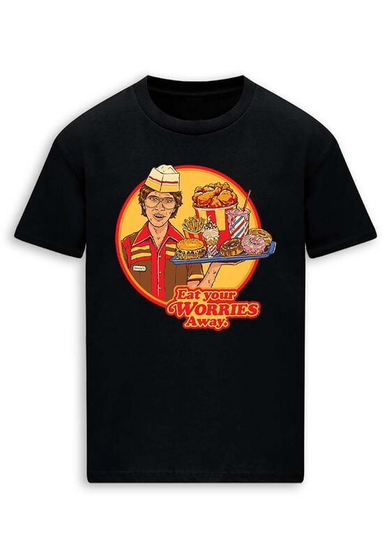 Steven Rhodes Eat Your Worries T-Shirt schwarz in L von Steven Rhodes