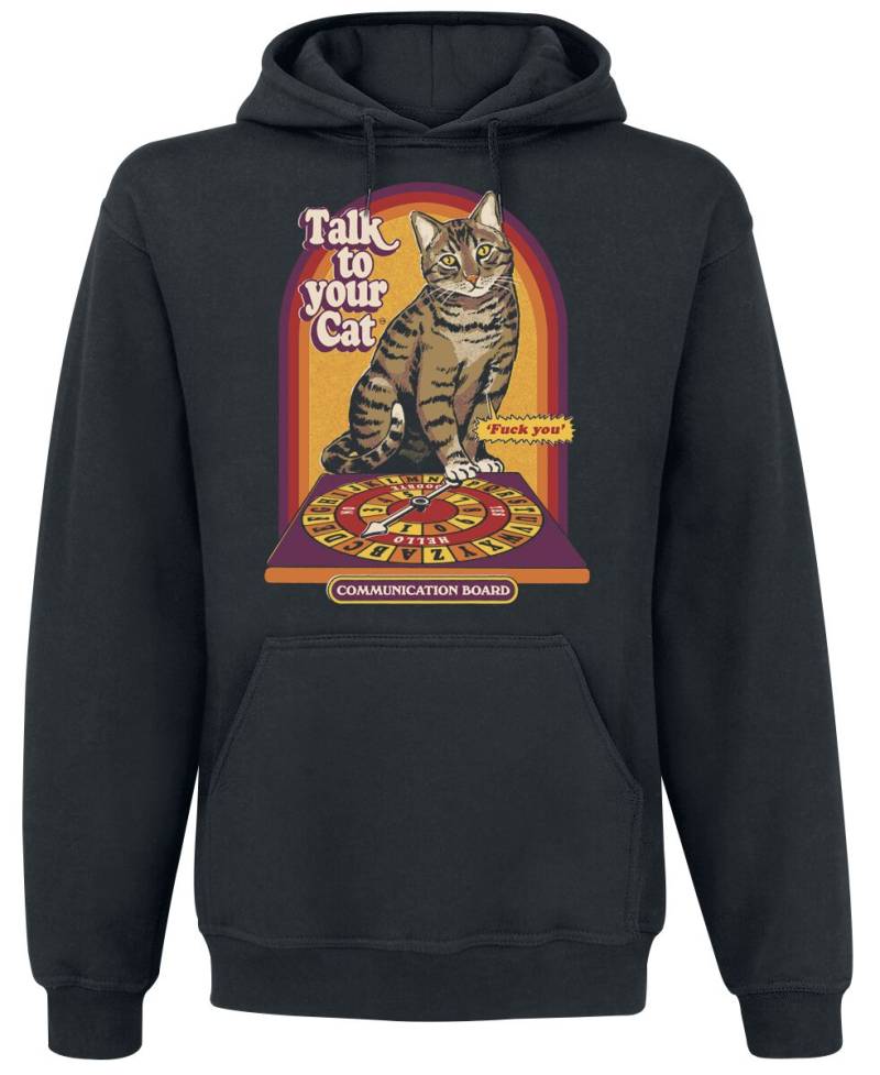 Steven Rhodes Kapuzenpullover - Talk To Your Cat - S bis XXL - für Männer - Größe XL - schwarz von Steven Rhodes