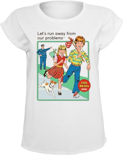 Steven Rhodes Let's Run Away from Our Problems Frauen T-Shirt weiß 5XL von Steven Rhodes