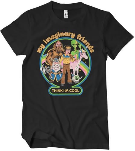 Steven Rhodes My Imaginary Friends Think I'm Cool T-Shirt Black-2XL von Steven Rhodes