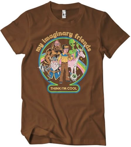 Steven Rhodes My Imaginary Friends Think I'm Cool T-Shirt Brown-2XL von Steven Rhodes