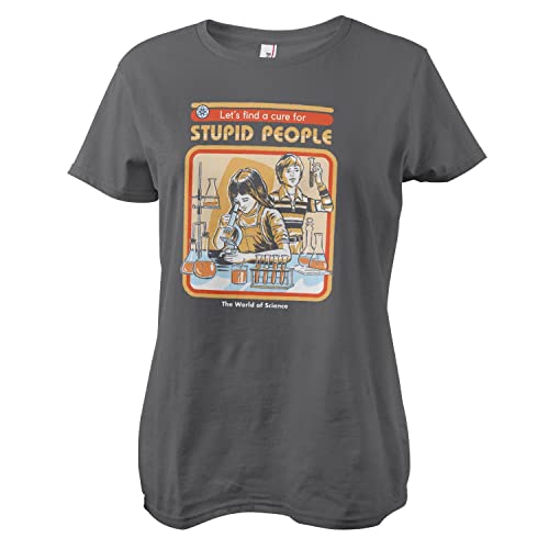 Steven Rhodes Offizielles Lizenzprodukt Cure for Stupid People Frauen T-Shirt (Dunkelgrau), Large von Steven Rhodes