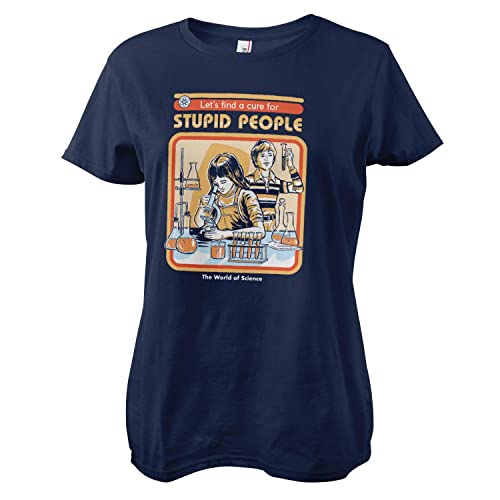 Steven Rhodes Offizielles Lizenzprodukt Cure for Stupid People Frauen T-Shirt (Marineblau), Medium von Steven Rhodes
