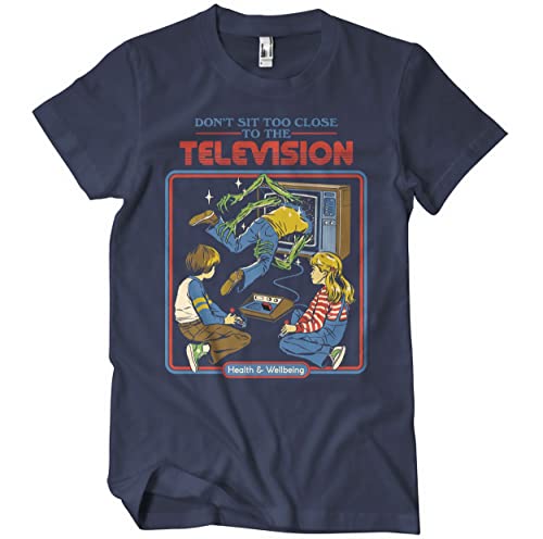 Steven Rhodes Offizielles Lizenzprodukt Don't Sit Too Close to The Television Herren-T-Shirt (Marineblau), Medium von Steven Rhodes