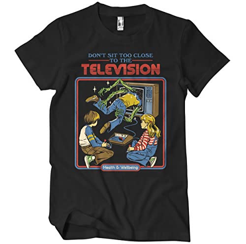 Steven Rhodes Offizielles Lizenzprodukt Don't Sit Too Close to The Television Herren-T-Shirt (Schwarz), Large von Steven Rhodes