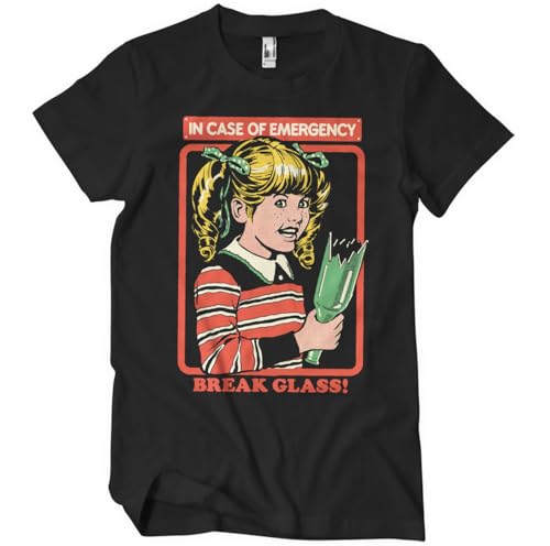 Steven Rhodes Offizielles Lizenzprodukt In Case of Emergency - Break Glass Herren-T-Shirt (Schwarz), X-Large von Steven Rhodes