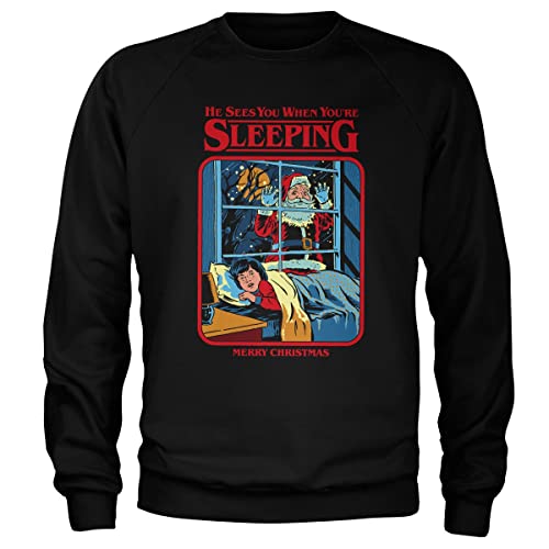 Steven Rhodes Offizielles Lizenzprodukt Santa Sees You Sweatshirt (Schwarz), Large von Steven Rhodes