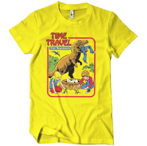 Steven Rhodes Offizielles Lizenzprodukt Time Travel for Beginners Herren-T-Shirt (Gelb), Large von Steven Rhodes