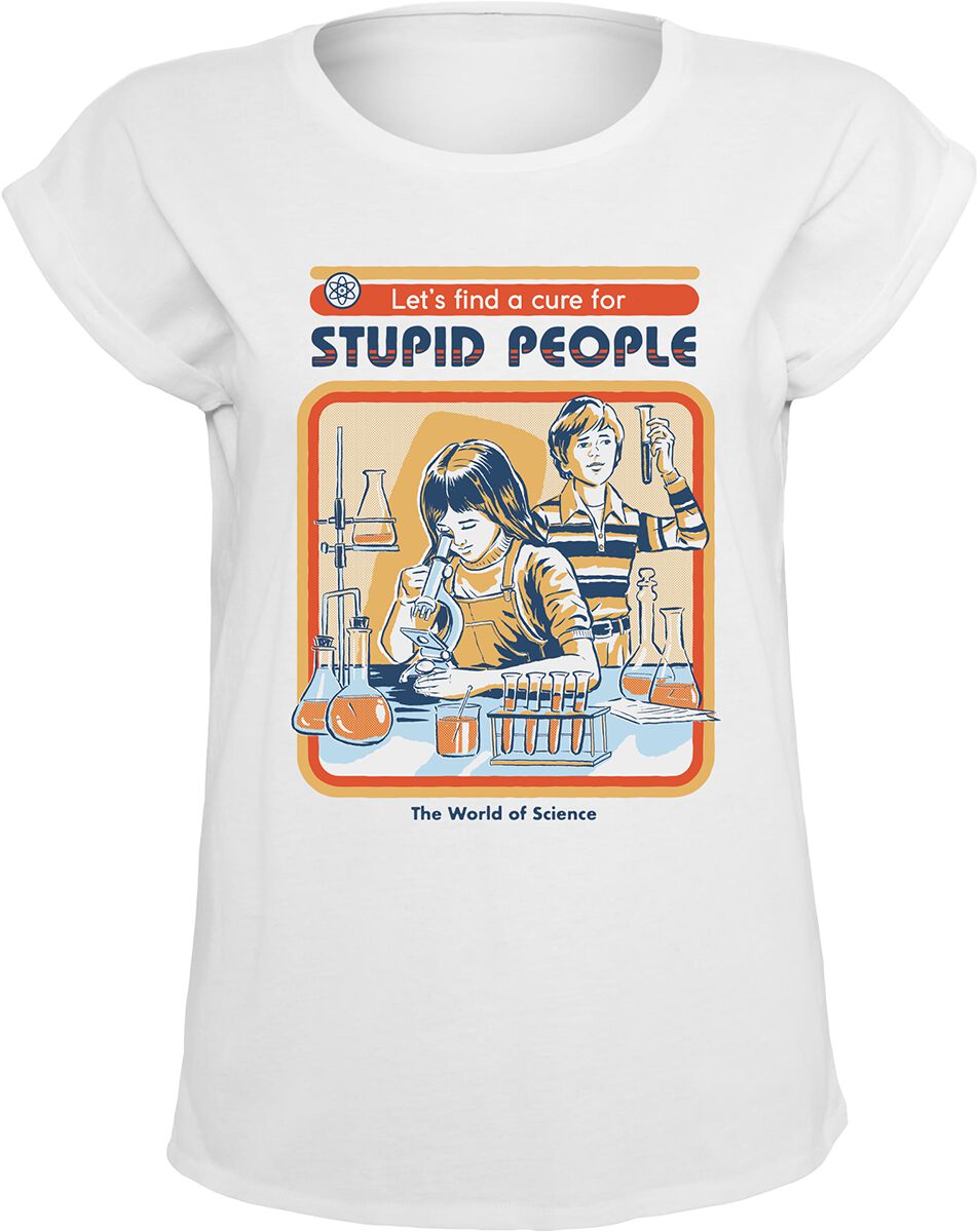 Steven Rhodes T-Shirt - A Cure For Stupid People - S bis 4XL - für Damen - Größe L - weiß von Steven Rhodes