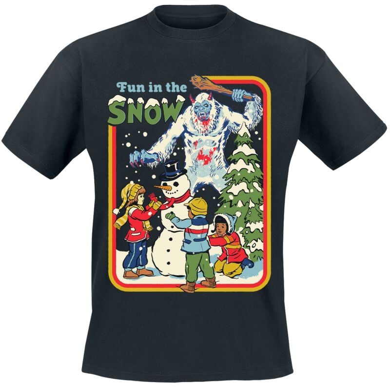 Steven Rhodes T-Shirt - Fun in the snow - M bis 3XL - für Männer - Größe XXL - schwarz von Steven Rhodes