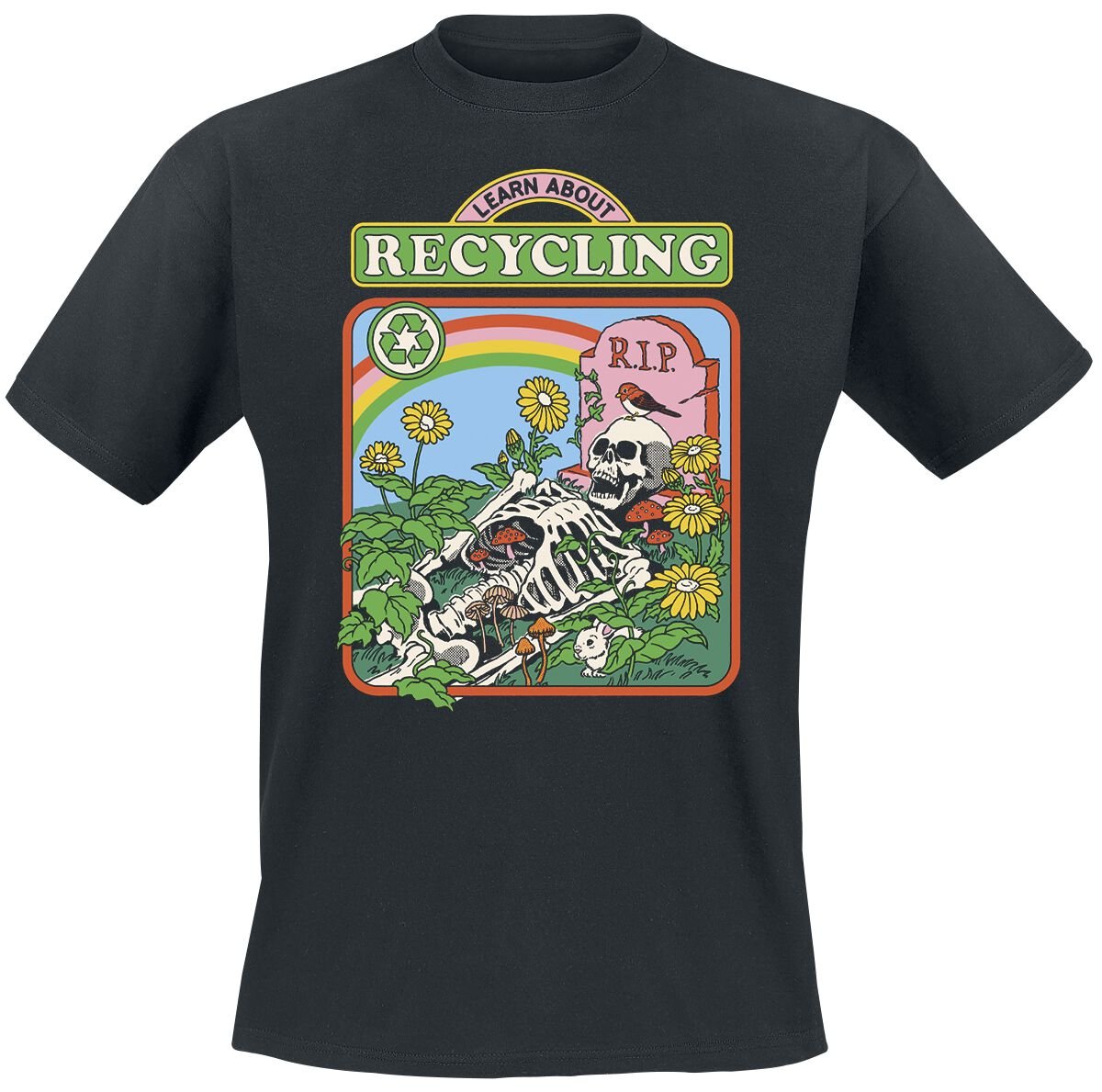 Steven Rhodes T-Shirt - Learn About Recycling - S bis 4XL - für Männer - Größe L - schwarz von Steven Rhodes