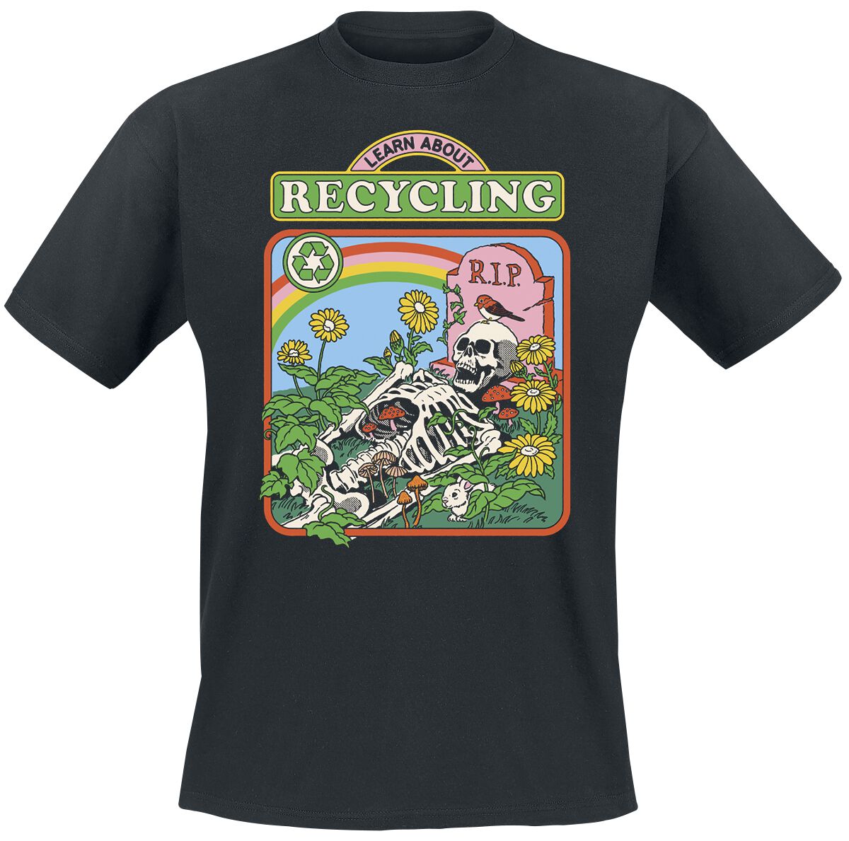 Steven Rhodes T-Shirt - Learn About Recycling - S bis 4XL - für Männer - Größe S - schwarz von Steven Rhodes
