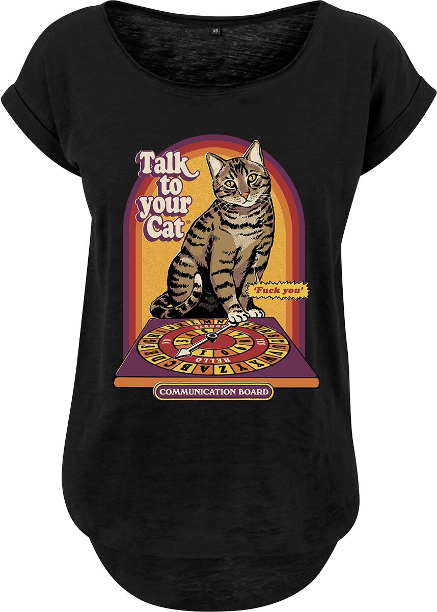 Steven Rhodes T-Shirt - Talk To Your Cat - S bis 3XL - für Damen - Größe XL - schwarz von Steven Rhodes