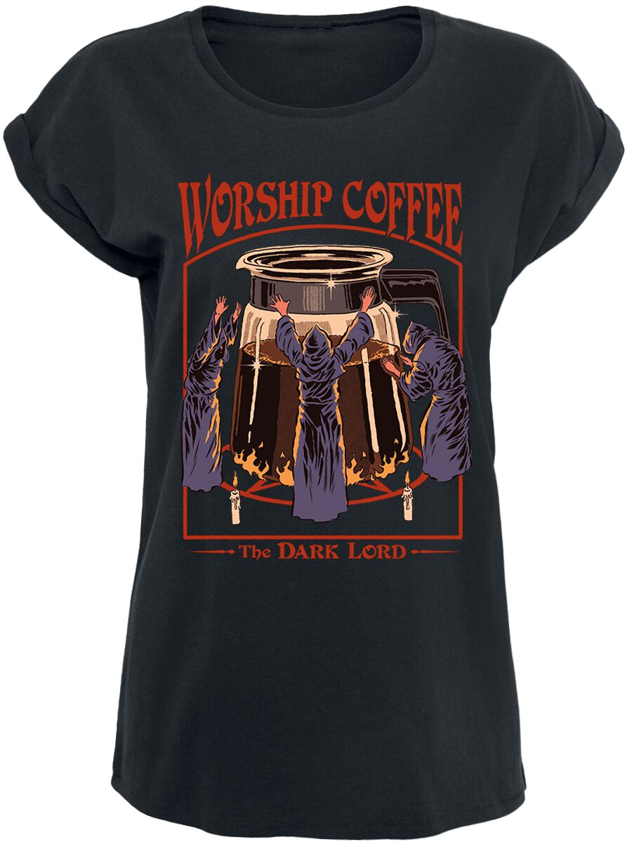 Steven Rhodes T-Shirt - Worship Coffee - S bis L - für Damen - Größe M - schwarz von Steven Rhodes