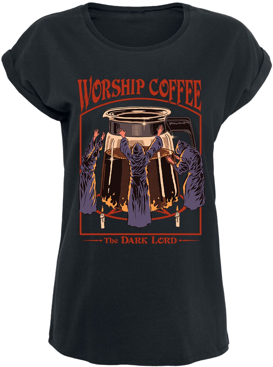 Steven Rhodes T-Shirt - Worship Coffee - S bis 5XL - für Damen - Größe XL - schwarz von Steven Rhodes
