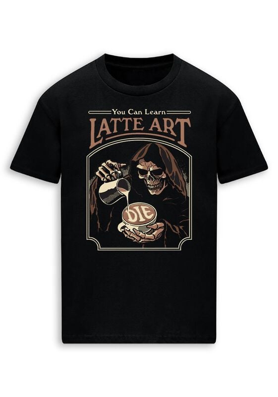Steven Rhodes T-Shirt - You can learn latte art - L bis 3XL - für Männer - Größe 3XL - schwarz von Steven Rhodes