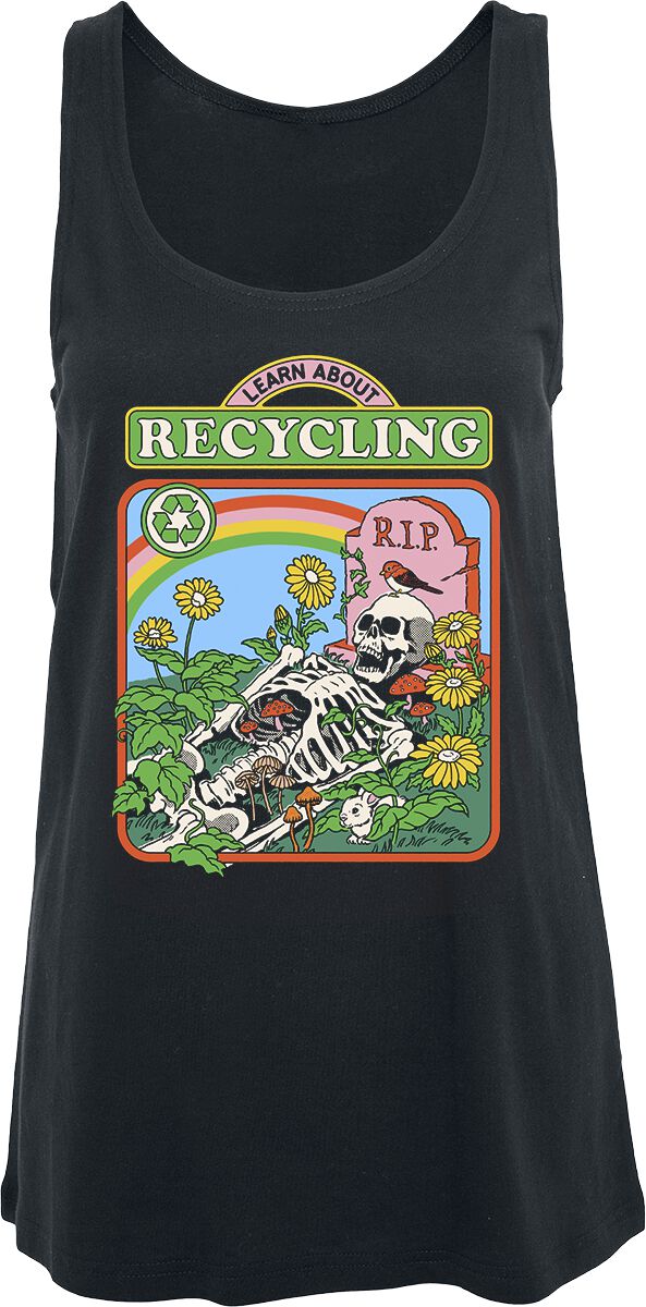 Steven Rhodes Tank-Top - Learn About Recycling - XL bis XXL - für Damen - Größe XL - schwarz von Steven Rhodes