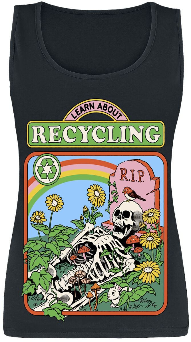 Steven Rhodes Top - Learn About Recycling - S bis XXL - für Damen - Größe XXL - schwarz von Steven Rhodes