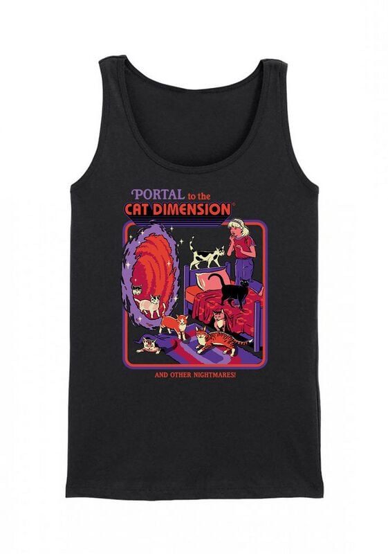 Steven Rhodes Top - Portal to the cat dimension - S bis XXL - für Damen - Größe XXL - schwarz von Steven Rhodes