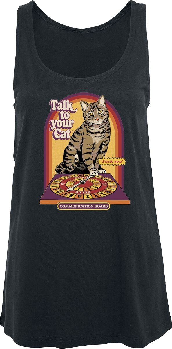 Steven Rhodes Top - Talk To Your Cat - S bis 5XL - für Damen - Größe 5XL - schwarz von Steven Rhodes