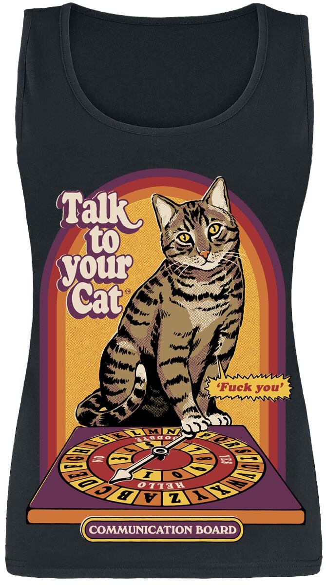 Steven Rhodes Top - Talk To Your Cat - S bis XXL - für Damen - Größe L - schwarz von Steven Rhodes