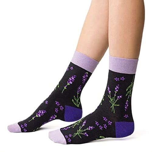 Socken Damen I Socken mit Blumenmuster für Damen I Bunte Motiv Socken I Mehrfarbig I Baumwollsocken I Weich und Elastich I Zwei Größen Erhältlich: EU 35–37,38–40 von Steven