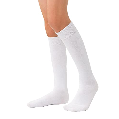 Steven 072 Damen Kniestrümpfe Baumwolle Damen Mädchen Socken Lange Reitstrümpfe Uni (as3, numeric, numeric_29, numeric_31, regular, regular, Weiß) von Steven