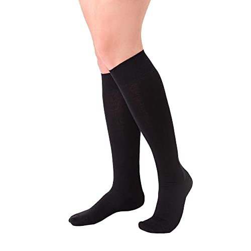 Steven 072 Damen Kniestrümpfe Baumwolle Damen Mädchen Socken Lange Reitstrümpfe Uni - Schwarz - 32-34 von Steven