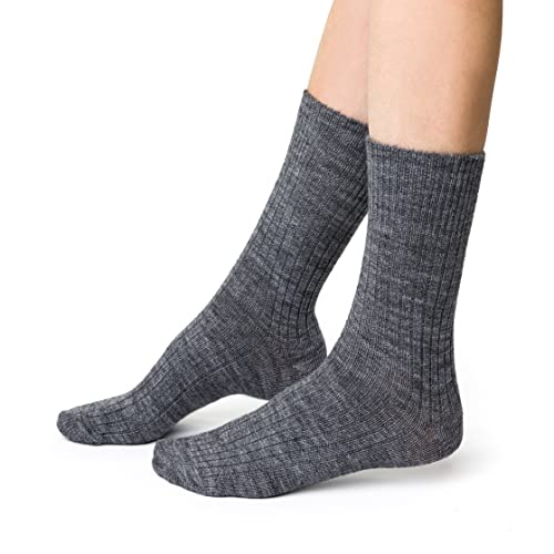 Wollsocken Für Damen und Herren, 9% Alpaka socken, Warm und Bequem Unisex-Wadensocken, Thermoeffekt, Hausschuhe Und Socken Zum Wandern, Socken Zum Schlafen - 1 pair - 38-40 von Steven