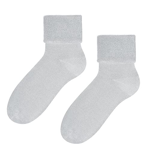 STEVEN Flauschige Socken für Damen und Mädchen I I Wadenlange Warme Socken I Dicke Frottee-Baumwollsocken Ideal für den Winter und Herbst I Grau I Größe: EU35-37 von STEVEN