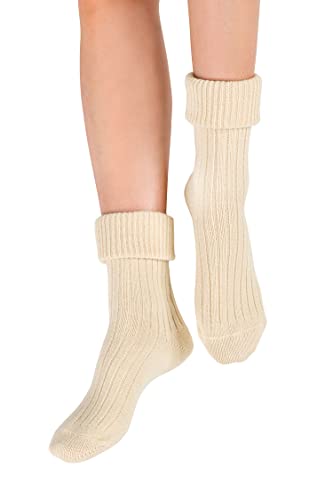 Steven SCHLAFSOCKEN 067 - Damen Bettsocken Acryl-Wolle Kompression Winter (as3, numeric, numeric_35, numeric_37, regular, regular, Vanilla) von Steven