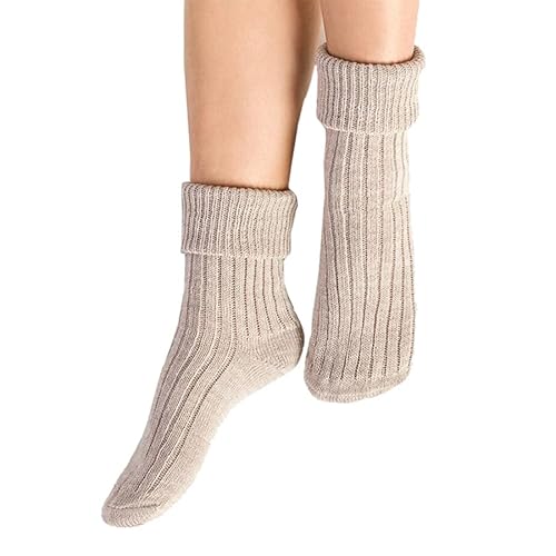 Steven SCHLAFSOCKEN 067 - Damen Bettsocken Acryl-Wolle Kompression Winter - BEIGE - 38-40 von Steven